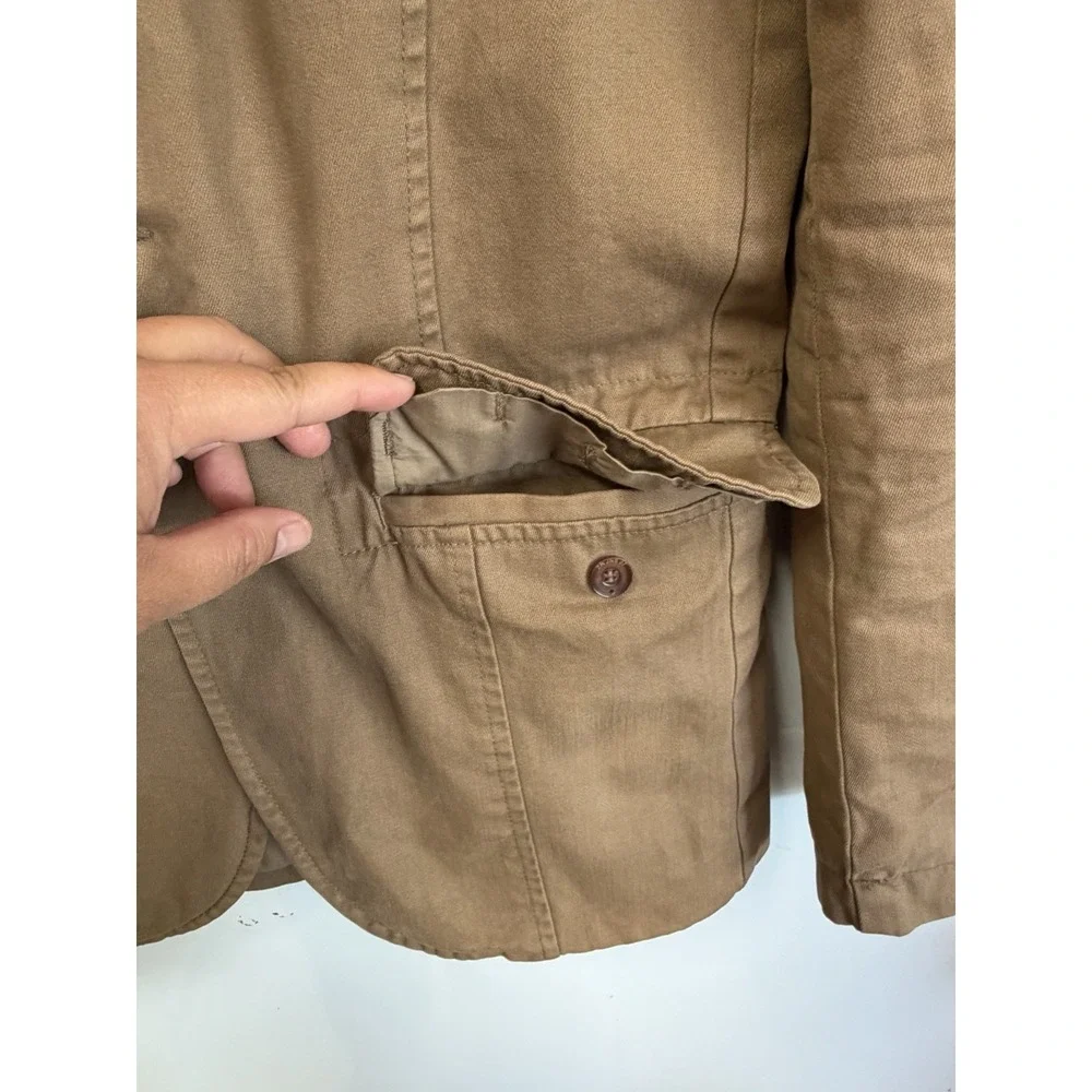 ZARA MAN Brown Cotton Twill Blazer L Single-Breasted Two-Button Notch Lapel